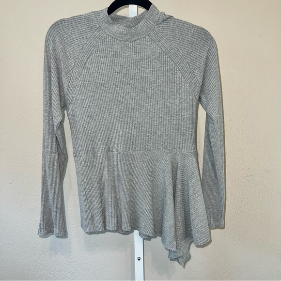 Anthropologie Maeve Corinne Gray Asymmetrical Long Sleeve Small Petite - Picture 1 of 10